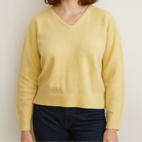 Antartex Knit Lambswool V-Neck Sweater in Yellow - Picture 1 of 9